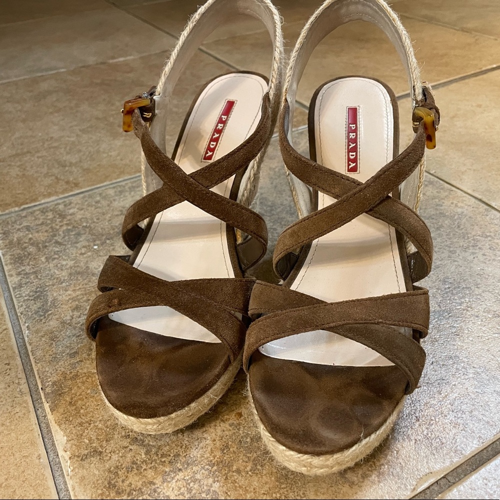 Brown wedge sandals